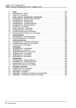 Audi TT Cabrio ab 2014 Karosserie Außen Montagearbeiten Reparaturanleitung PDF