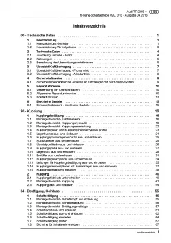 Audi TT 8S ab 2014 6 Gang Schaltgetriebe 02Q 0FB Kupplung Reparaturanleitung PDF