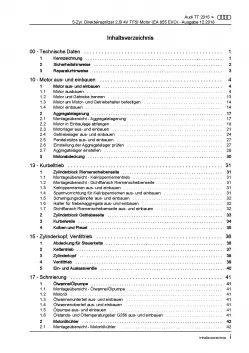 Audi TT Typ 8S FV ab 2014 5-Zyl. 2,5l Benzinmotor TFSI 4V Reparaturanleitung PDF
