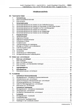 Audi TT Typ 8S FV ab 2014 Instandsetzung Benzinmotor 2,0l Reparaturanleitung PDF