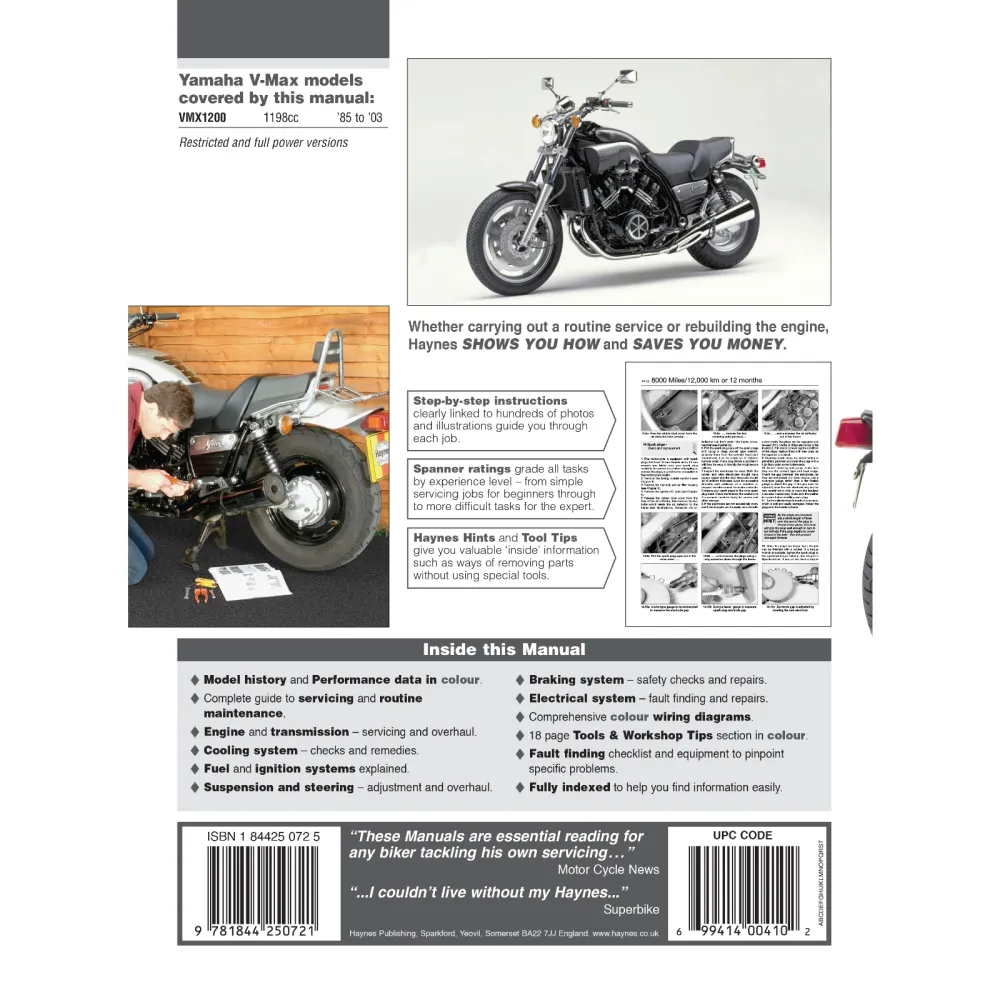 Yamaha V-MAX マニュアルセット 4冊 Yamaha VMX1200 V-Max (1985-2003) Reparaturanleitung Haynes
