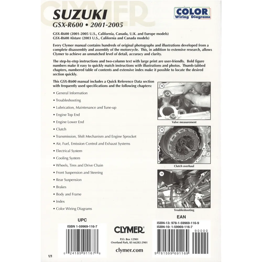 Suzuki GSX-R600 (2001-2005) Werkstatthandbuch Clymer