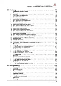 SEAT Alhambra 71 ab 2015 Karosserie Montagearbeiten Außen Reparaturanleitung PDF