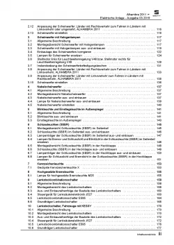 SEAT Alhambra 7N (10-15) Elektrische Anlage Elektrik Systeme Reparaturanleitung