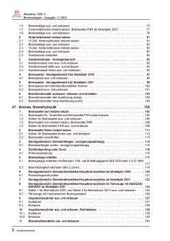 SEAT Alhambra 7V 1995-2010 Bremsanlagen Bremsen System Reparaturanleitung PDF