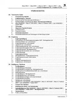 SEAT Altea 5P5 (06-15) 6 Gang Schaltgetriebe 0AJ Kupplung Reparaturanleitung PDF