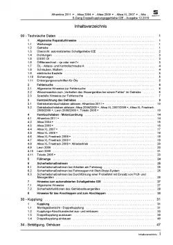 SEAT Altea 5P5 2006-2015 6 Gang Automatikgetriebe DKG 02E Reparaturanleitung PDF