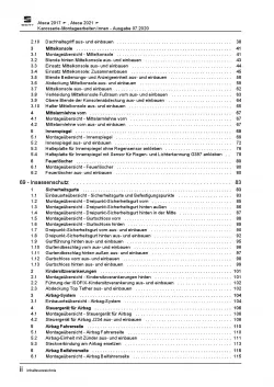 SEAT Ateca Typ KH ab 2016 Karosserie Montagearbeiten Innen Reparaturanleitung