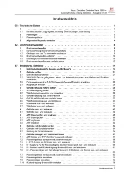 SEAT Cordoba Typ 6K (99-02) 4 Gang Automatikgetriebe 01M Reparaturanleitung PDF