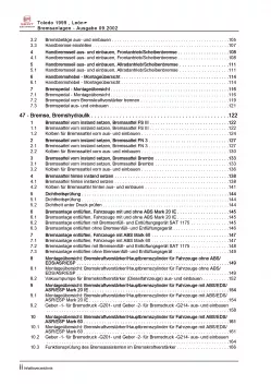 SEAT Leon Typ 1M 1999-2006 Bremsanlagen Bremsen System Reparaturanleitung PDF