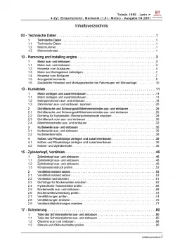 SEAT Leon 1M 1999-2006 4-Zyl. Benzinmotor 125 PS Mechanik Reparaturanleitung PDF