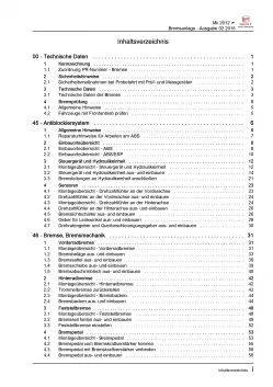 SEAT Mii Typ AA 2011-2019 Bremsanlagen Bremsen System Reparaturanleitung PDF