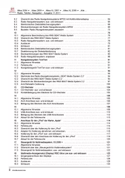 SEAT Toledo 5P 2004-2009 Radio Navigation Kommunikation Reparaturanleitung PDF