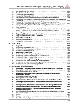 SEAT Toledo 5P (04-09) 6 Gang Schaltgetriebe 02Q Kupplung Reparaturanleitung PDF