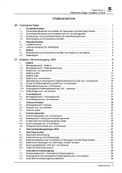 SEAT Toledo 2012-2019 Elektrische Anlage Elektrik Systeme Reparaturanleitung PDF