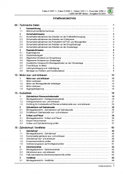 SKODA Fabia 5J 2006-2014 4-Zyl. 1,4l Benzinmotor 85 PS Reparaturanleitung PDF