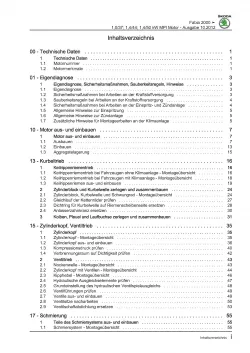 SKODA Fabia Typ 6Y 1999-2007 4-Zyl. Benzinmotor 50-68 PS Reparaturanleitung PDF