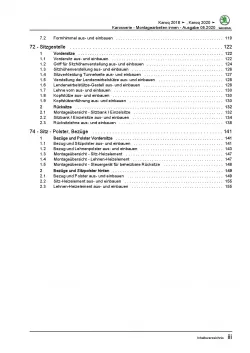 Skoda Karoq NU ab 2017 Karosserie Montagearbeiten Innen Reparaturanleitung PDF