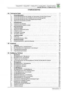 Skoda Kodiaq NS 2016 6 Gang Automatikgetriebe DSG 0D9 Reparaturanleitung PDF