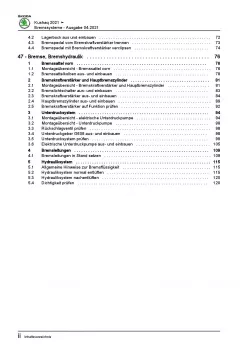 SKODA Kushaq Typ PA ab 2021 Bremsanlagen Bremsen System Reparaturanleitung PDF