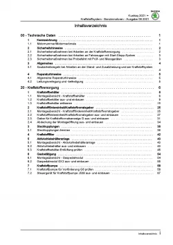 SKODA Kushaq ab 2021 Kraftstoffversorgung Benzinmotoren Reparaturanleitung PDF