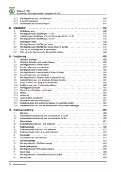 SKODA Octavia 1U 1996-2010 Karosseriearbeiten Innen Außen Reparaturanleitung PDF