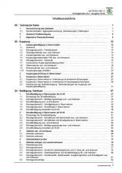 SKODA Octavia Typ 1U 1996-2010 5 Gang Schaltgetriebe 02J Reparaturanleitung PDF