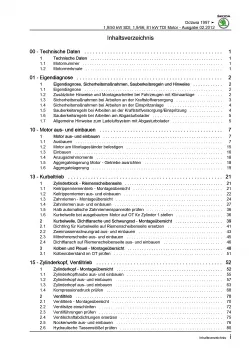 SKODA Octavia 1U 1996-2010 4-Zyl. Dieselmotor 68-110 PS Reparaturanleitung PDF