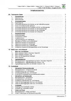 SKODA Octavia 2004-2013 4-Zyl. 1,2l Benzinmotor 86-105 PS Reparaturanleitung PDF