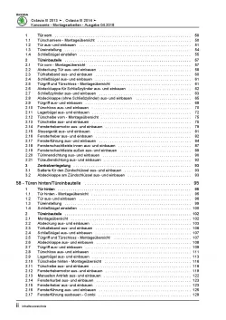 SKODA Octavia 5E 2012-2020 Karosseriearbeiten Innen Außen Reparaturanleitung PDF