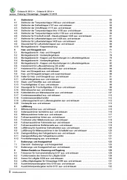 SKODA Octavia 5E 2012-2020 Heizung Belüftung Klimaanlage Reparaturanleitung PDF