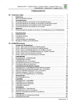 SKODA Octavia (12-20) Kraftstoffversorgung Dieselmotoren Reparaturanleitung PDF