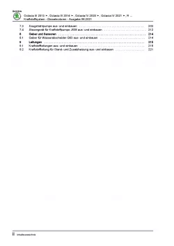 SKODA Octavia (12-20) Kraftstoffversorgung Dieselmotoren Reparaturanleitung PDF