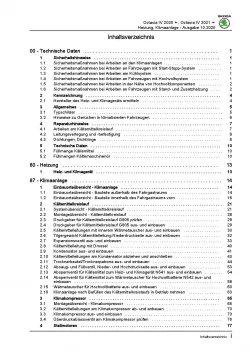 SKODA Octavia NN ab 2019 Heizung Belüftung Klimaanlage Reparaturanleitung PDF