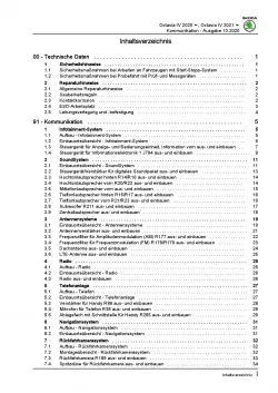 SKODA Octavia NN ab 2019 Radio Navigation Kommunikation Reparaturanleitung PDF