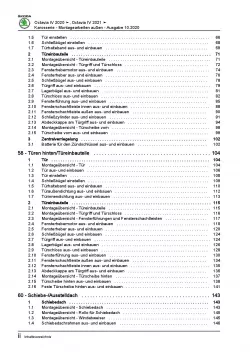 SKODA Octavia NN ab 2019 Karosserie Montagearbeiten Außen Reparaturanleitung PDF