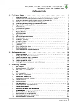 SKODA Octavia Typ NN ab 2019 8 Gang Automatikgetriebe 09S Reparaturanleitung PDF