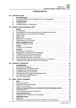 SKODA Rapid (11-17) Elektrische Anlage Elektrik Systeme Reparaturanleitung PDF