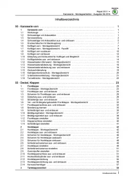 SKODA Rapid Typ NA (11-17) Karosseriearbeiten Innen Außen Reparaturanleitung PDF