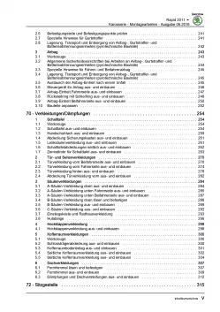 SKODA Rapid Typ NA (11-17) Karosseriearbeiten Innen Außen Reparaturanleitung PDF