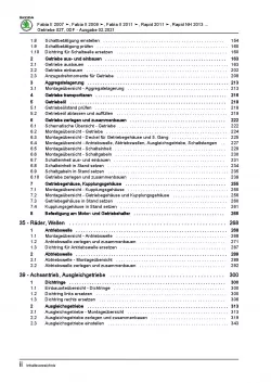 SKODA Rapid NA 2011-2017 5 Gang Schaltgetriebe 02T 0DF Reparaturanleitung PDF