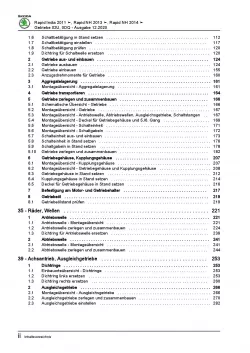 SKODA Rapid NA 2011-2017 6 Gang Schaltgetriebe 02U 0DQ Reparaturanleitung PDF