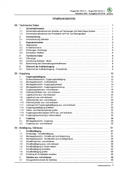 SKODA Rapid Typ NH 2012-2020 5 Gang Schaltgetriebe 0A4 Reparaturanleitung PDF