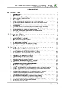 SKODA Roomster 5J (06-15) 4-Zyl. 1,9l Dieselmotor 105 PS Reparaturanleitung PDF