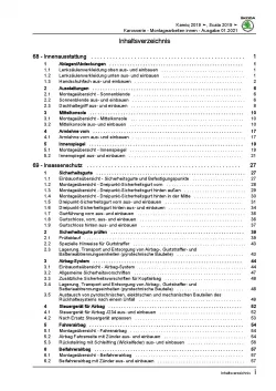 Skoda Scala NW ab 2019 Karosserie Montagearbeiten Innen Reparaturanleitung PDF