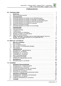 Skoda Scala NW ab 2019 4-Zyl. 1,5l Benzinmotor 130-150 PS Reparaturanleitung PDF