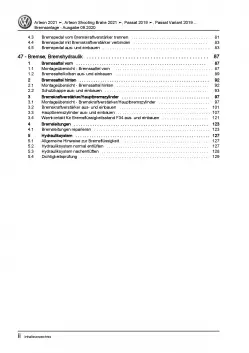 VW Arteon Typ 3H ab 2020 Bremsanlagen Bremsen System Reparaturanleitung PDF