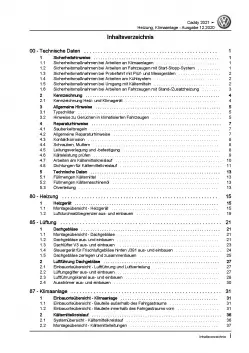 VW Caddy Typ SB ab 2020 Heizung Belüftung Klimaanlage Reparaturanleitung PDF