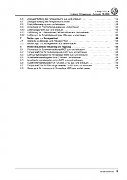 VW Caddy Typ SB ab 2020 Heizung Belüftung Klimaanlage Reparaturanleitung PDF
