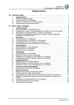 VW Caddy Typ SB ab 2020 Radio Navigation Kommunikation Reparaturanleitung PDF